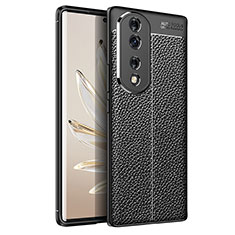 Coque Silicone Gel Motif Cuir Housse Etui pour Huawei Honor 70 Pro 5G Noir