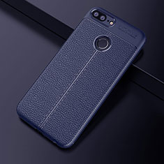 Coque Silicone Gel Motif Cuir Housse Etui pour Huawei Honor 9 Lite Bleu
