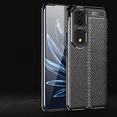 Coque Silicone Gel Motif Cuir Housse Etui pour Huawei Honor 90 Pro 5G Noir
