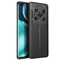 Coque Silicone Gel Motif Cuir Housse Etui pour Huawei Honor Magic4 Pro 5G Noir