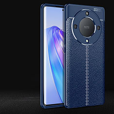 Coque Silicone Gel Motif Cuir Housse Etui pour Huawei Honor Magic5 Lite 5G Bleu