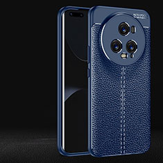Coque Silicone Gel Motif Cuir Housse Etui pour Huawei Honor Magic5 Pro 5G Bleu