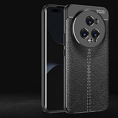 Coque Silicone Gel Motif Cuir Housse Etui pour Huawei Honor Magic5 Pro 5G Noir