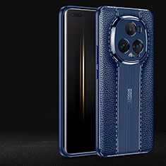 Coque Silicone Gel Motif Cuir Housse Etui pour Huawei Honor Magic5 Ultimate 5G Bleu