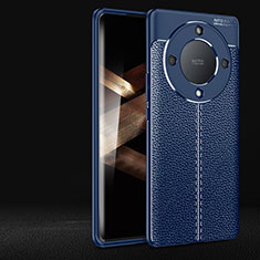 Coque Silicone Gel Motif Cuir Housse Etui pour Huawei Honor Magic6 Lite 5G Bleu