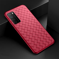 Coque Silicone Gel Motif Cuir Housse Etui pour Huawei Honor Play4 5G Rouge