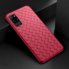 Coque Silicone Gel Motif Cuir Housse Etui pour Huawei Honor Play4 Pro 5G Rouge