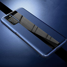 Coque Silicone Gel Motif Cuir Housse Etui pour Huawei Honor V30 5G Bleu