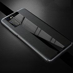 Coque Silicone Gel Motif Cuir Housse Etui pour Huawei Honor V30 Pro 5G Noir