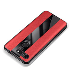 Coque Silicone Gel Motif Cuir Housse Etui pour Huawei Honor View 20 Rouge