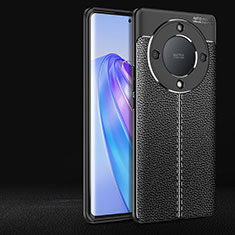 Coque Silicone Gel Motif Cuir Housse Etui pour Huawei Honor X9a 5G Noir
