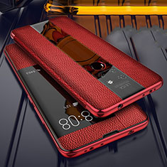 Coque Silicone Gel Motif Cuir Housse Etui pour Huawei Mate 20 Rouge