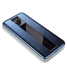 Coque Silicone Gel Motif Cuir Housse Etui pour Huawei Mate 20 RS Bleu