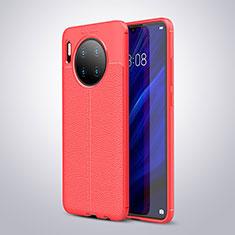 Coque Silicone Gel Motif Cuir Housse Etui pour Huawei Mate 30 Pro 5G Rouge