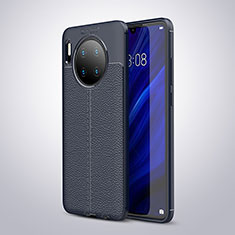 Coque Silicone Gel Motif Cuir Housse Etui pour Huawei Mate 30 Pro Bleu