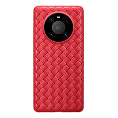 Coque Silicone Gel Motif Cuir Housse Etui pour Huawei Mate 40 Pro Rouge