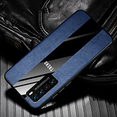 Coque Silicone Gel Motif Cuir Housse Etui pour Huawei Nova 7 Pro 5G Bleu