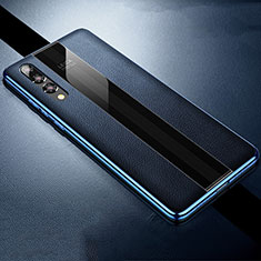 Coque Silicone Gel Motif Cuir Housse Etui pour Huawei P20 Pro Bleu