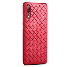 Coque Silicone Gel Motif Cuir Housse Etui pour Huawei P20 Rouge