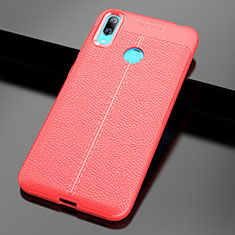 Coque Silicone Gel Motif Cuir Housse Etui pour Huawei Y7 Pro (2019) Rouge