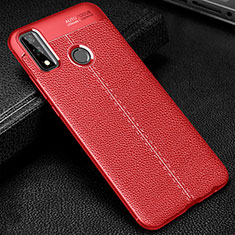 Coque Silicone Gel Motif Cuir Housse Etui pour Huawei Y8s Rouge