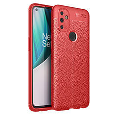 Coque Silicone Gel Motif Cuir Housse Etui pour OnePlus Nord N100 Rouge