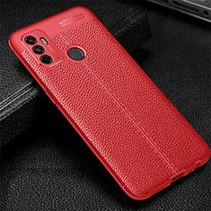 Coque Silicone Gel Motif Cuir Housse Etui pour Oppo A53 Rouge