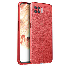 Coque Silicone Gel Motif Cuir Housse Etui pour Oppo A73 (2020) Rouge