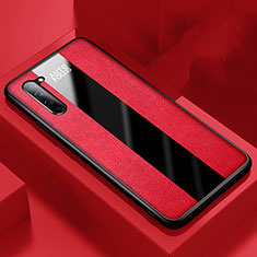 Coque Silicone Gel Motif Cuir Housse Etui pour Oppo K7 5G Rouge