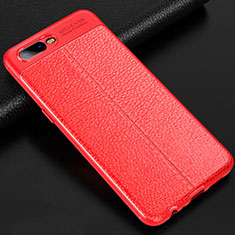 Coque Silicone Gel Motif Cuir Housse Etui pour Oppo R15X Rouge