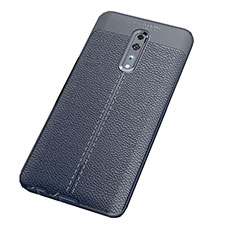 Coque Silicone Gel Motif Cuir Housse Etui pour Oppo Reno Z Bleu