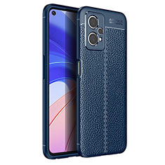 Coque Silicone Gel Motif Cuir Housse Etui pour Realme 9 Pro 5G Bleu