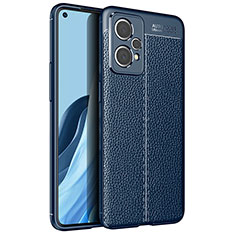 Coque Silicone Gel Motif Cuir Housse Etui pour Realme 9 Pro+ Plus 5G Bleu