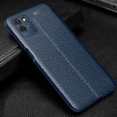 Coque Silicone Gel Motif Cuir Housse Etui pour Realme V11 5G Bleu