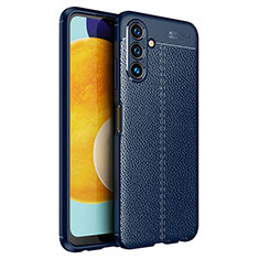 Coque Silicone Gel Motif Cuir Housse Etui pour Samsung Galaxy A04s Bleu