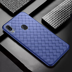Coque Silicone Gel Motif Cuir Housse Etui pour Samsung Galaxy A20 Bleu