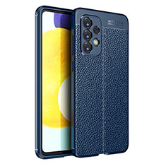 Coque Silicone Gel Motif Cuir Housse Etui pour Samsung Galaxy A33 5G Bleu