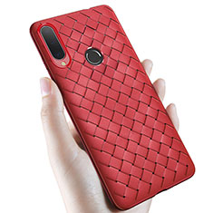 Coque Silicone Gel Motif Cuir Housse Etui pour Samsung Galaxy A70 Rouge