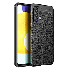 Coque Silicone Gel Motif Cuir Housse Etui pour Samsung Galaxy A73 5G Noir
