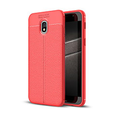 Coque Silicone Gel Motif Cuir Housse Etui pour Samsung Galaxy Amp Prime 3 Rouge