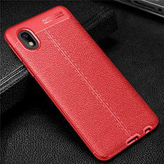 Coque Silicone Gel Motif Cuir Housse Etui pour Samsung Galaxy M01 Core Rouge