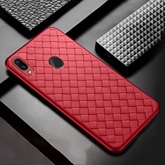 Coque Silicone Gel Motif Cuir Housse Etui pour Samsung Galaxy M10S Rouge