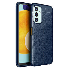 Coque Silicone Gel Motif Cuir Housse Etui pour Samsung Galaxy M23 5G Bleu