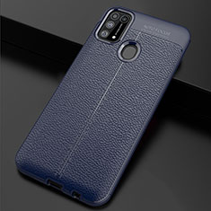 Coque Silicone Gel Motif Cuir Housse Etui pour Samsung Galaxy M31 Prime Edition Bleu