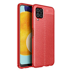 Coque Silicone Gel Motif Cuir Housse Etui pour Samsung Galaxy M32 4G Rouge