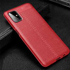 Coque Silicone Gel Motif Cuir Housse Etui pour Samsung Galaxy M51 Rouge