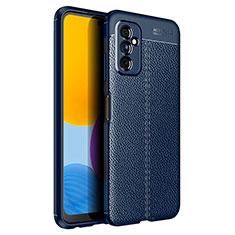 Coque Silicone Gel Motif Cuir Housse Etui pour Samsung Galaxy M52 5G Bleu