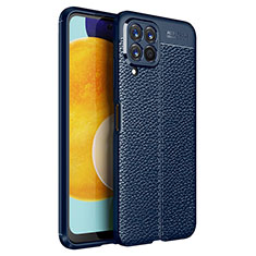 Coque Silicone Gel Motif Cuir Housse Etui pour Samsung Galaxy M53 5G Bleu