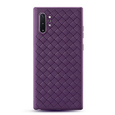 Coque Silicone Gel Motif Cuir Housse Etui pour Samsung Galaxy Note 10 Plus 5G Violet