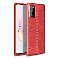 Coque Silicone Gel Motif Cuir Housse Etui pour Samsung Galaxy Note 20 Plus 5G Rouge